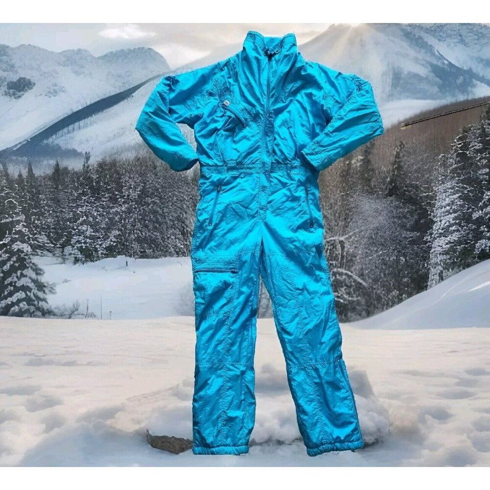 Etirel Retro Ski Snow Suit One Piece Jumpsuit Womens Euro 40 Blue Vintage 80s
